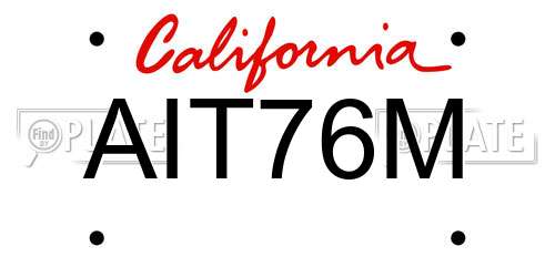 AIT76M California License Plate