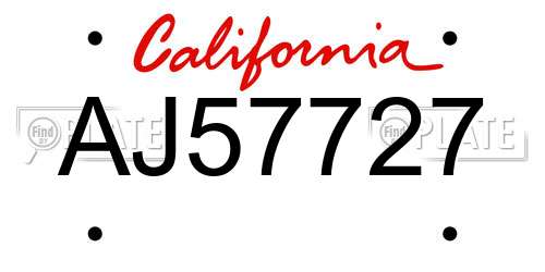 AJ57727 California License Plate
