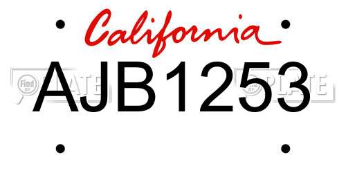 AJB1253 California License Plate