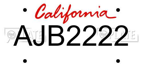 AJB2222 California License Plate