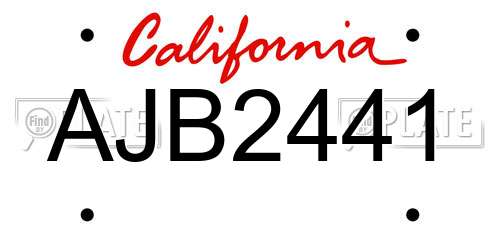AJB2441 California License Plate