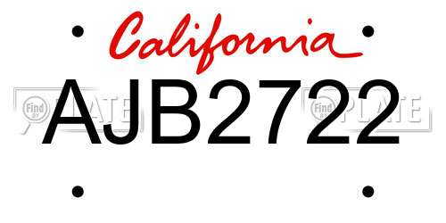 AJB2722 California License Plate