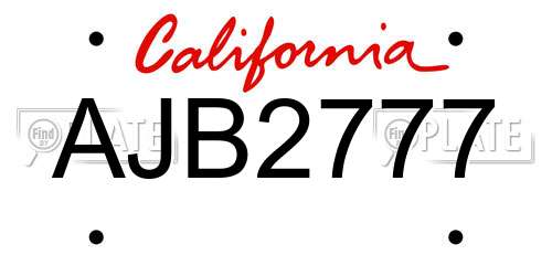 AJB2777 California License Plate