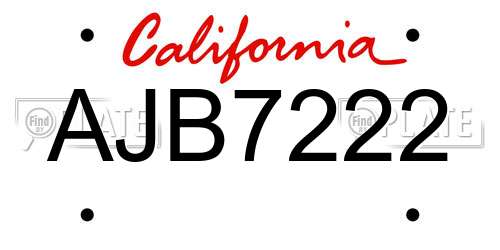 AJB7222 California License Plate