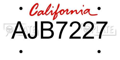 AJB7227 California License Plate