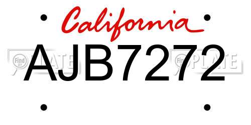 AJB7272 California License Plate