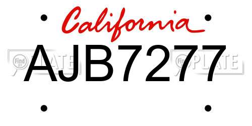 AJB7277 California License Plate