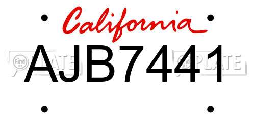 AJB7441 California License Plate