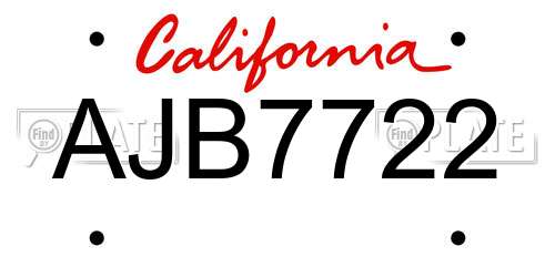 AJB7722 California License Plate