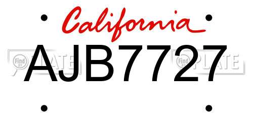 AJB7727 California License Plate