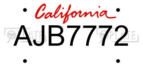 AJB7772 California License Plate
