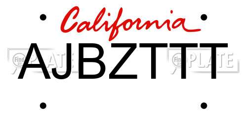 AJBZTTT California License Plate