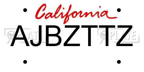 AJBZTTZ California License Plate