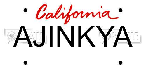 AJINKYA California License Plate