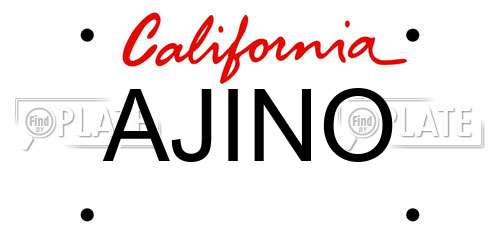 AJINO California License Plate