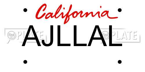 AJLLAL California License Plate