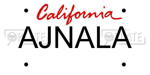AJNALA California License Plate