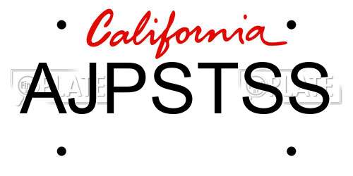 AJPSTSS California License Plate