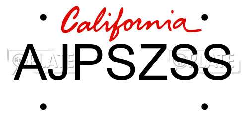 AJPSZSS California License Plate