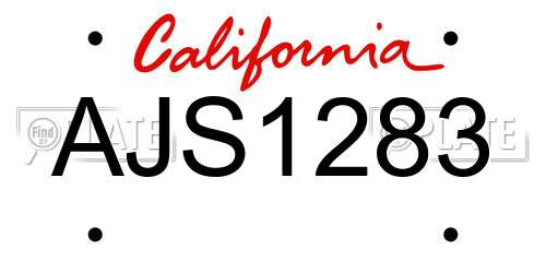 AJS1283 California License Plate