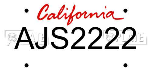 AJS2222 California License Plate