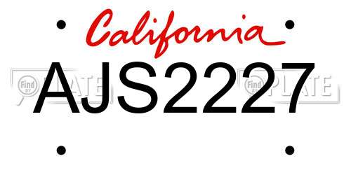 AJS2227 California License Plate