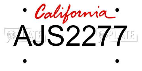 AJS2277 California License Plate