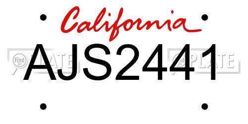 AJS2441 California License Plate