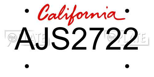 AJS2722 California License Plate