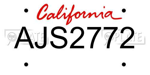 AJS2772 California License Plate