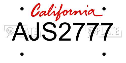 AJS2777 California License Plate
