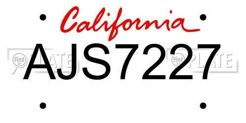 AJS7227 California License Plate