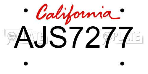 AJS7277 California License Plate