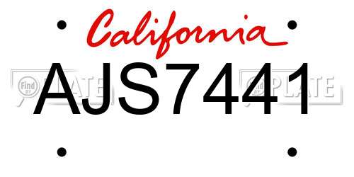 AJS7441 California License Plate