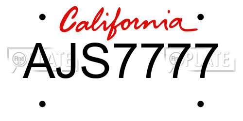 AJS7777 California License Plate