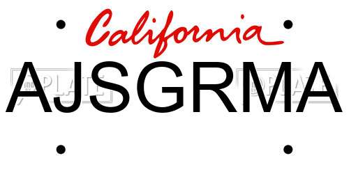 AJSGRMA California License Plate
