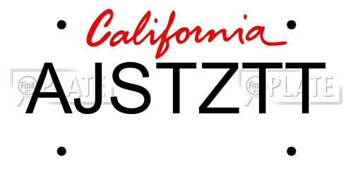 AJSTZTT California License Plate