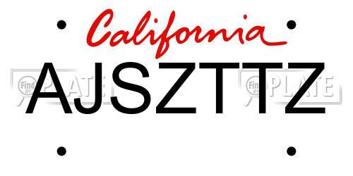 AJSZTTZ California License Plate