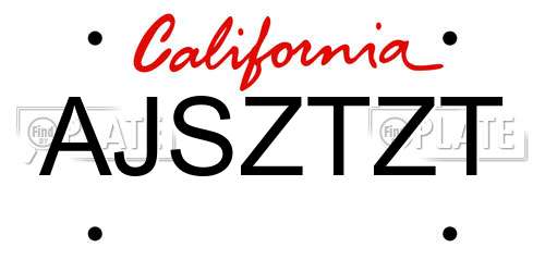 AJSZTZT California License Plate