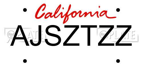 AJSZTZZ California License Plate