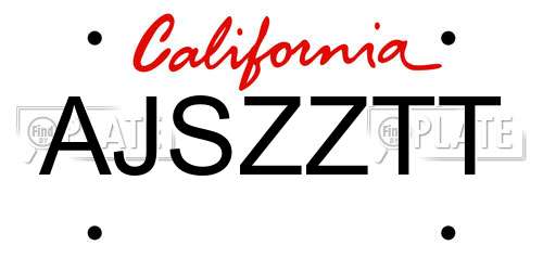 AJSZZTT California License Plate