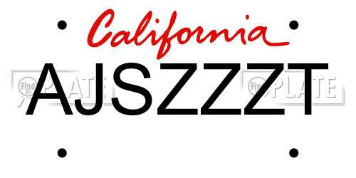 AJSZZZT California License Plate