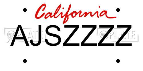 AJSZZZZ California License Plate