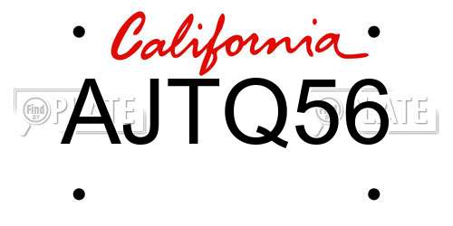 AJTQ56 California License Plate
