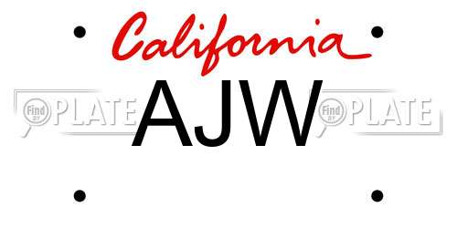 AJW California License Plate