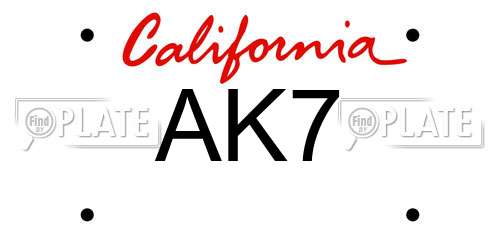 AK7 California License Plate