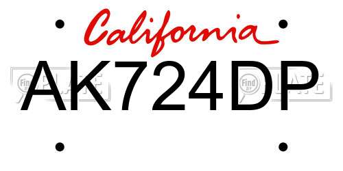 AK724DP California License Plate