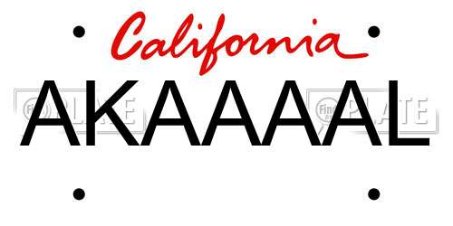 AKAAAAL California License Plate