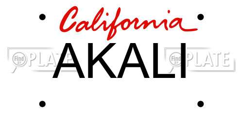 AKALI California License Plate