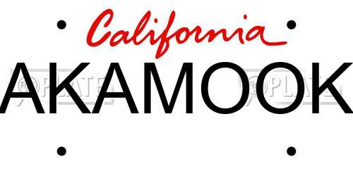 AKAMOOK California License Plate